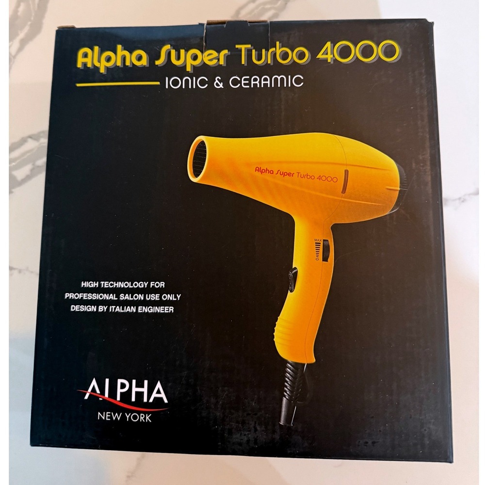 NIB Professional Grade Hair Blow dryer by Alpha NY Super Turbo 4000 Black in Box